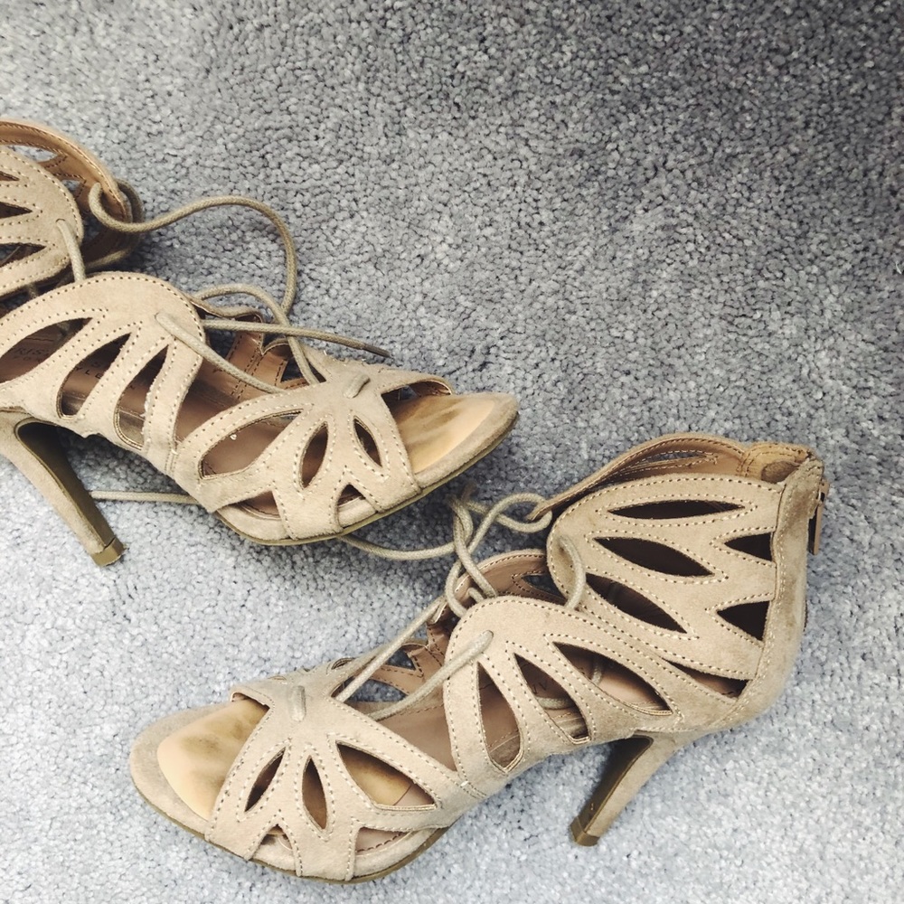 beige high heels